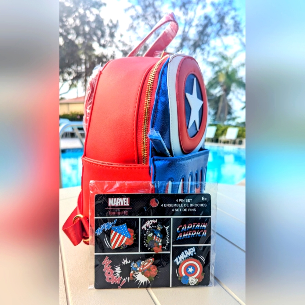 Captain America Backpack and Loungefly Pins